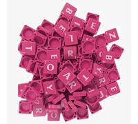 WedDecor 200pcs Plastic Alphabet Scrabble Letters for Crafts, Complete A-Z Alphabet and Number Printed Tiles for Scrabble Board Game UK, Scrapbook, DIY Project, Spelling, Home Décor, Rose Pink