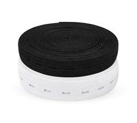 WedDecor 20mm (3/4 Inch) Wide Buttonhole Elastic, Heavy Duty Elastic Bands with Buttonhole for Sewing, Trouser Adjustment, Cloths, Waist Band, & DIY Projects, Black & White, Pack of 2 (Each 5 Metres)