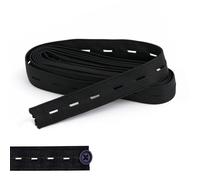WedDecor 20mm Flat Elastic Band with Button Hole for Sewing Adjustable Waistbands to Children's Trousers or Maternity Wear, Button Extenders DIY for Knitting, Crafting, Clothing, Black, 1 Metre