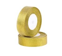 WedDecor 20MM Glitter Gold Christmas Ribbon 1 Metre Xmas Tree for Gift Wrapping Bows Wreaths Crafting Party Decoration Celebrations Ribbons for Gift Wrapping Outdoor Decoration