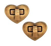 WedDecor 20mm x 25mm Twist & Turn Clasp Lock Heart Shape Closure Replacement Metal Fasteners Bag, Purse, Handbag, Art & Craft, DIY Projects, Bronze, 2pcs