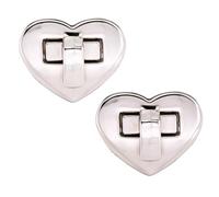 WedDecor 20mm x 25mm Twist & Turn Clasp Lock Heart Shape Closure Replacement Metal Fasteners Bag, Purse, Handbag, Art & Craft, DIY Projects, Silver, 2pcs