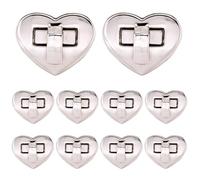 WedDecor 20mm x 25mm Twist & Turn Clasp Lock Heart Shape Closure Replacement Metal Fasteners Bag, Purse, Handbag, Art & Craft, DIY Projects, Silver, 10pcs
