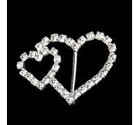 WedDecor 20mm x 37mm Diamante Slider Joined Heart Buckle Rhinestone Crystal Metal Fasteners for Women Fashion Accessories, Wedding Cards, Chair Cover Sashes, Ribbons, 50pcs