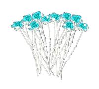 WedDecor 20pcs Turquoise Wedding Hair Pins with Crystal Rose Flower Design & Rhinestone Diamante Silver Plated Bridal Hair Clips Accessories for Women Wedding & Girls Bridesmaids Prom