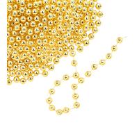 WedDecor 24 Feet Christmas Bead Chain Hanging Pearl Metallic Xmas Bead Garlands Shiny Artificial Tinsel For Christmas Tree Decorations DIY Art & Crafts Events Party Décor, Gold