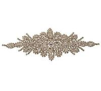 WedDecor 24 x 8.5cm Beautiful Silver Crystals Rhinestone Diamante Motif Sewing Applique Patch for Wedding Bridal Embellishment, Casual or Formal Wear Fashion Accessory - Patch 217