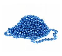 WedDecor 24FT Blue Shiny Beaded Garland - 8mm Metallic Pearl Bead Chain Tinsel for Xmas Tree Hanging Decorations, Gift Wrapping, Holiday Crafts, Winter Weddings & Seasonal Displays