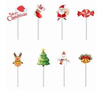 WedDecor 24pcs Christmas Cupcake Toppers Picks Merry Christmas Elements Santa Claus Tree Snowman Sock Toothpick Xmas Cupcake Toppers for Cake Decorations Holiday Party Supplies
