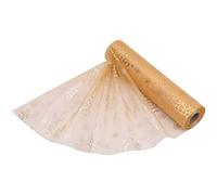 WedDecor 25m x 29cm Organza Roll Snow Sheer Glitter Fabric for Table Runner Wedding, Christmas Wreath, Chair Cover Bow Sash, Xmas Party Decoration, Crafting Supplies, Gold - Snowflakes Print