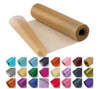 Weddecor 25m x 29cm Snow Sheer Champagne Gold Organza Roll Sash Glitter Fabric for Table Runner Sashes Wedding & Christmas Decoration, Chair Cover Bows, Party Favours, Ribbon Crafting Supplies, 2pcs
