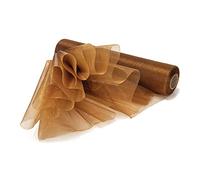 Weddecor 25m x 29cm Snow Sheer Chocolate Brown Organza Roll Sash Glitter Fabric for Table Runner Sashes Wedding & Christmas Decoration, Chair Cover Bows, Party Favours, Ribbon Crafting Supplies, 1pc