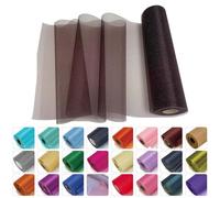 Weddecor 25m x 29cm Snow Sheer Dark Brown Organza Roll Sash Glitter Fabric for Table Runner Sashes Wedding & Christmas Decoration, Chair Cover Bows, Party Favours, Ribbon Crafting Supplies, 1pc
