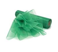 WedDecor 25m x 29cm Snow Sheer Hunter Green Organza Roll Sash Glitter Fabric for Table Runner Sashes Wedding & Christmas Decoration, Chair Cover Bows, Party Favours, Ribbon Crafting Supplies, 4pcs | Fabric Roll for Table Runner Sashes Wedding & Christmas Decoration, Chair Cover Bows, Party Favours, Ribbon Crafting Supplies