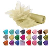 Weddecor 25m x 29cm Snow Sheer Ivory Organza Roll Sash Glitter Fabric for Table Runner Sashes Wedding & Christmas Decoration, Chair Cover Bows, Party Favours, Ribbon Crafting Supplies, 4pcs