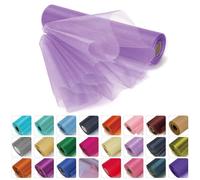 WedDecor 25m x 29cm Snow Sheer Lilac Purple Organza Roll Sash Glitter Fabric for Table Runner Sashes Wedding & Christmas Decoration, Chair Cover Bows, Party Favours, Ribbon Crafting Supplies, 2pcs