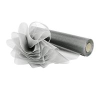 WedDecor 25m x 29cm Snow Sheer Organza Rolls Glitter Fabric for Table Runner Sashes Wedding Decoration, Chair Cover Bows, Table Back Drop, Ribbon Crafting Supplies, Silver