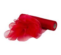 Weddecor 25m x 29cm Snow Sheer Red Organza Roll Sash Glitter Fabric for Table Runner Sashes Wedding & Christmas Decoration, Chair Cover Bows, Party Favours, Ribbon Crafting Supplies, 1pc