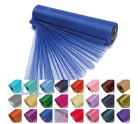 WedDecor 25m x 29cm Snow Sheer Royal Blue Organza Roll Sash Glitter Fabric for Table Runner Sashes Wedding & Christmas Decoration, Chair Cover Bows, Party Favours, Ribbon Crafting Supplies, 5pcs