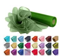 WedDecor 25m x 29cm Snow Sheer Sage Organza Roll Sash Glitter Fabric for Table Runner Sashes Wedding & Christmas Decoration, Chair Cover Bows, Party Favours, Ribbon Crafting Supplies, 2pcs