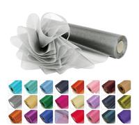Weddecor 25m x 29cm Snow Sheer Silver Organza Roll Sash Glitter Fabric for Table Runner Sashes Wedding & Christmas Decoration, Chair Cover Bows, Party Favours, Ribbon Crafting Supplies, 2pcs