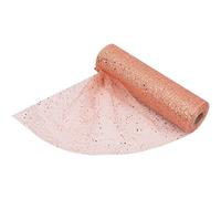 Weddecor 25m x 29cm Sparkling Tulle Roll Sequin Snow Sheer Glitter Mesh Fabric Perfect for Christmas Wreath, DIY Tutu Skirts, Wrapping Gift, Xmas Tree, Wedding, Party Decoration, Rose Gold