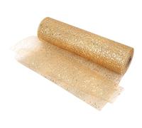 Weddecor 25m x 29cm Sparkling Tulle Roll Sequin Snow Sheer Glitter Mesh Fabric Perfect for Christmas Wreath, DIY Tutu Skirts, Wrapping Gift, Xmas Tree, Wedding, Party Decoration, Gold