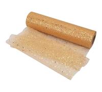 Weddecor 25m x 29cm Sparkling Tulle Roll Sequin Snow Sheer Glitter Mesh Fabric Perfect for Christmas Wreath, DIY Tutu Skirts, Wrapping Gift, Xmas Tree, Wedding, Party Decoration, Gold