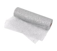 Weddecor 25m x 29cm Sparkling Tulle Roll Sequin Snow Sheer Glitter Mesh Fabric Perfect for Christmas Wreath, DIY Tutu Skirts, Wrapping Gift, Xmas Tree, Wedding, Party Decoration, Silver