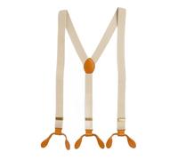 WedDecor 25mm Men's Elastic Suspenders Y Shape, Adjustable Button Hole Braces for Trousers, Jeans, Pants, Fashion Accessory for Weddings, Parties, Formal Events, Casual, Beige