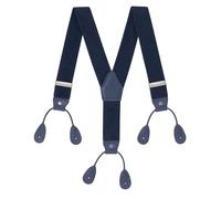 WedDecor 25mm Men's Elastic Suspenders Y Shape, Adjustable Button Hole Braces for Trousers, Jeans, Pants, Fashion Accessory for Weddings, Parties, Formal Events, Casual, Navy with Navy
