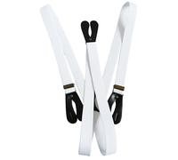 WedDecor 25mm Men's Elastic Suspenders Y Shape, Adjustable Button Hole Braces for Trousers, Jeans, Pants, Fashion Accessory for Weddings, Parties, Formal Events, Casual, White with Black