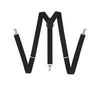 WedDecor 25mm Men's Elastic Suspenders Y Shape, Adjustable Clip On Braces for Trousers, Jeans,Denims, Fashion Accessory for Weddings, Parties, Formal Events, Casual, Black