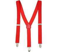 WedDecor 25mm Men's Elastic Suspenders Y Shape, Adjustable Clip On Braces for Trousers, Jeans,Denims, Fashion Accessory for Weddings, Parties, Formal Events, Casual, Red
