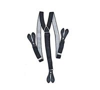 WedDecor 25mm Men's Elastic Suspenders Y Shape, Adjustable Clip On Braces for Trousers, Jeans,Denims, Fashion Accessory for Weddings, Parties, Formal Events, Casual, Black with White Moustache