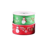 WedDecor 25mm Red & Green Christmas Ribbon 19 Metres Xmas Tree for Gift Wrapping Bows Wreaths Crafting Party Decoration Celebrations, 2 Rolls Ribbons for Halloween, Hair Bow, Wedding Flower