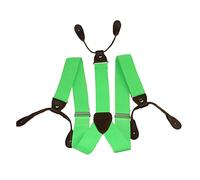 WedDecor 25mm Suspenders Braces Elasticated Adjustable Leather Button Holes Solid - Y Shape Trousers Non-Slip Locking Strong Clips Loops - Men & Women Fashion Accessories for Wedding, Party - Green