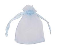 WedDecor 25pcs Blue Mini Drawstring Organza Bags 7cm x 9cm - Small Sheer Gift Bags for Wedding Favors, Christmas, Birthdays, Jewellery, Party Supplies - Clear Mesh Pouches