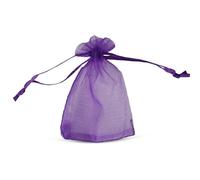 WedDecor 25pcs Purple Mini Drawstring Organza Bags 7cm x 9cm - Small Sheer Gift Bags for Wedding Favors, Christmas, Birthdays, Jewellery, Party Supplies - Clear Mesh Pouches