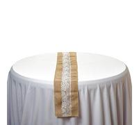 WedDecor 28cm X 274cm Table Runners Jute Hessian Table Runners with White Lace Vintage Rustic Burlap Sewed Edge Shabby Chic Wedding Birthday Party Events Shows Table Decorations - Single
