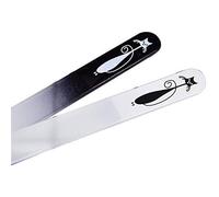 WedDecor 2pcs Glass Nail File Set, Protective Travel Case, Double Sided Etched Professional Tool For Nail Shaping, Pedicure, Manicure, Nail Care Buffer, Black & White