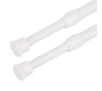 WedDecor 2pcs White Telescopic Curtain Poles 30cm-50cm - No Drill Extensible Net Curtain Rods & Adjustable Spring Shower Curtain & Cupboard Tension Rods for Wardrobe Uses & Shelves