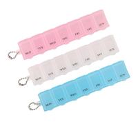 WedDecor 3-Pack 7-Day One-Time-A-Day Travel Pill Box Organiser - Moisture-Proof Transparent Medicine Organiser with Snap Lids, 7-Compartment Case for Health & Personal Care