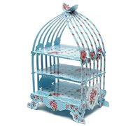 WedDecor 3-Tier Cupcake Stand Vintage Style Birdcage Design Foldable Cardboard Holders for Table Décor, Themed Party, Anniversary, Birthdays, Weddings, cake decorations Blue