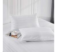 WedDecor 300 Thread Count White Satin Stripe Pillow Cases set 100% Egyptian cotton Premium Hotel Quality Easy Care -Standard Size (50cmx70cm)