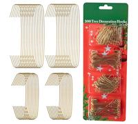 WedDecor 300Pcs Gold Ornament Hangers Hooks Wire - Assorted Sizes for Christmas Tree Baubles - Reusable Metal Hooks for Easy Xmas & Halloween Decorations 2 Sizes - 3.5cm & 6.5cm