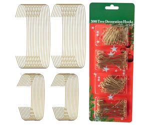 WedDecor 300Pcs Gold Ornament Hangers Hooks Wire - Assorted Sizes for Christmas Tree Baubles - Reusable Metal Hooks for Easy Xmas & Halloween Decorations 2 Sizes - 3.5cm & 6.5cm
