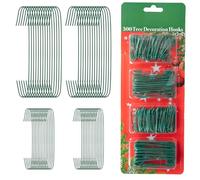 WedDecor 300pcs Green Metal C-Hook Ornament Hangers - Bendable Wire Hooks for Xmas Trees, Halloween, Birthdays, Weddings & Festive Displays - Dual Sizes 3.5cm & 6.5cm