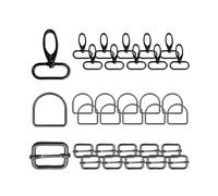 WedDecor 30pcs Set of Lobster Claw Swivel Trigger Clips Snap Hooks, Metal D Ring & Triglide Slider Buckle for DIY Leathercraft, Webbing Strap, Purses, Clothing, Bag Accessories, Gunmetal