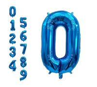 WedDecor 32 Inch Foil Balloons Number 0, Self Sealing Foil Balloons, Self Inflating Number Balloons for Birthday Parties, New Year Decorations, Anniversaries, Party Supplies, Blue